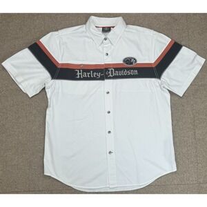 Harley Davidson Mens Heavy Duty Lined Vent Button Down Short Sleeve Shirt Size L